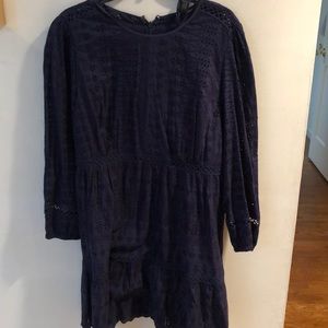 Jcrew navy lace long sleeve dress with slip